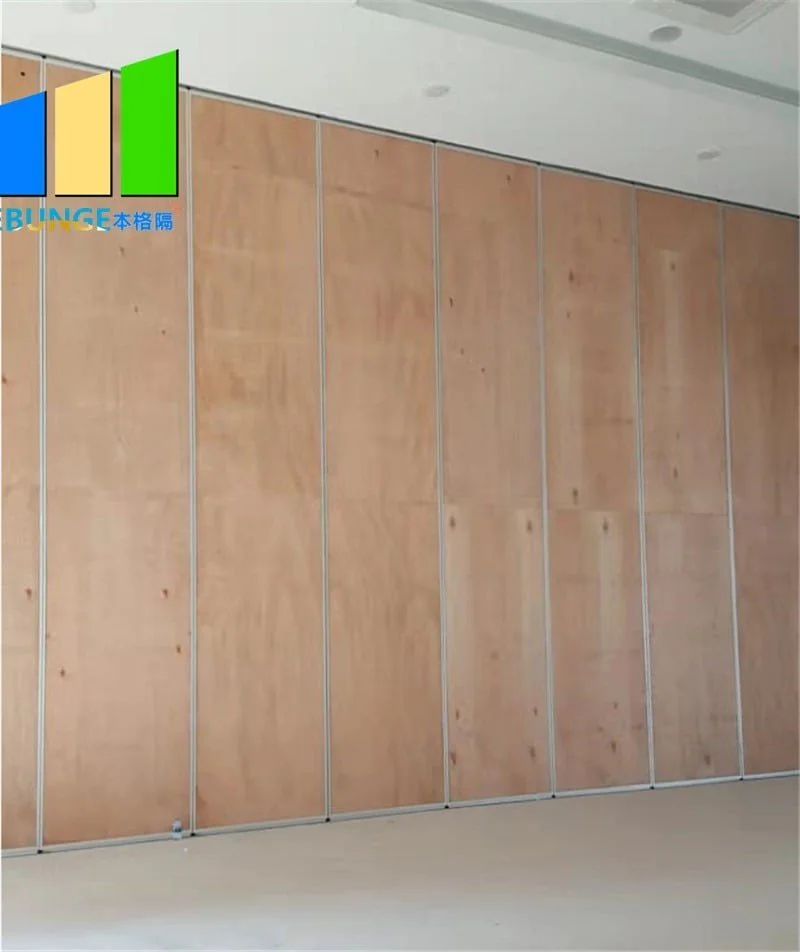 Wood-based movable partition panels shown at a commercial project site