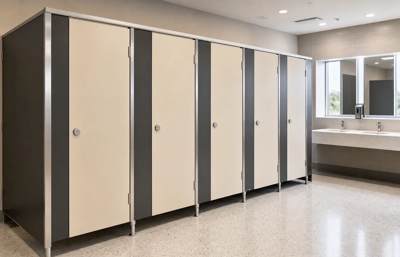 Commercial washroom toilet partition application