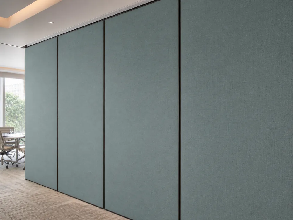 Fabric finish for acoustic movable partition wall panels