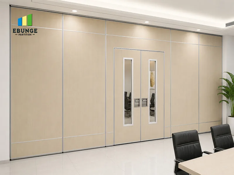 Sliding folding partition wall for compact space division