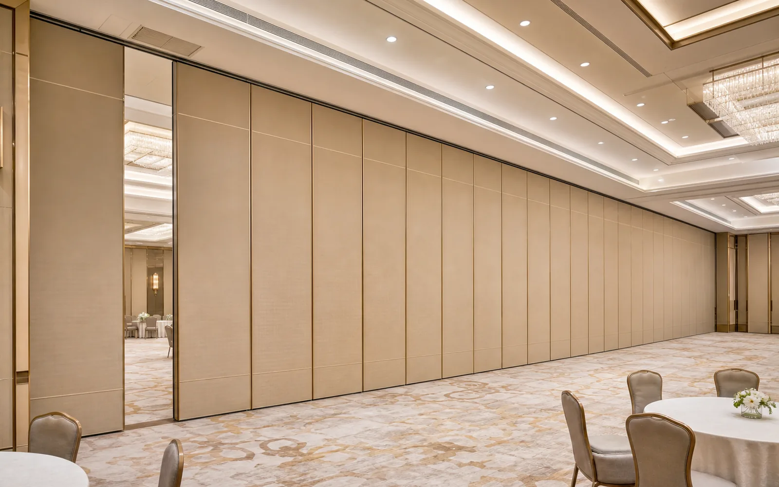 Hotel ballroom movable partition wall for flexible event spaces