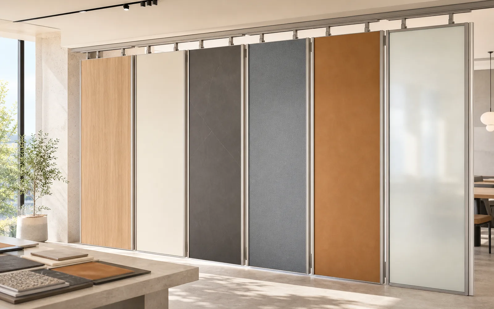 Custom movable partition wall finishes for interior design