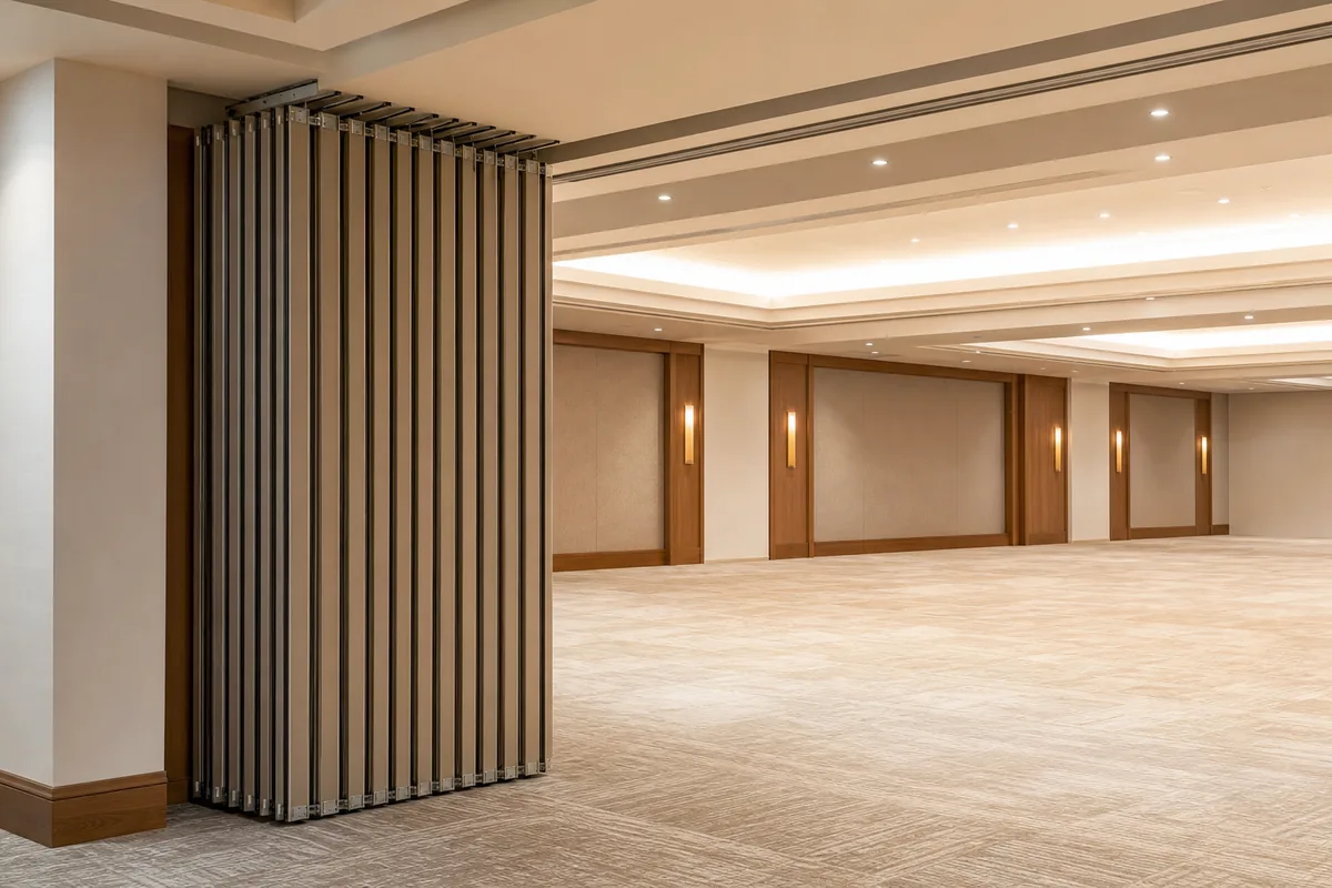 Movable partition wall panel stacking layout