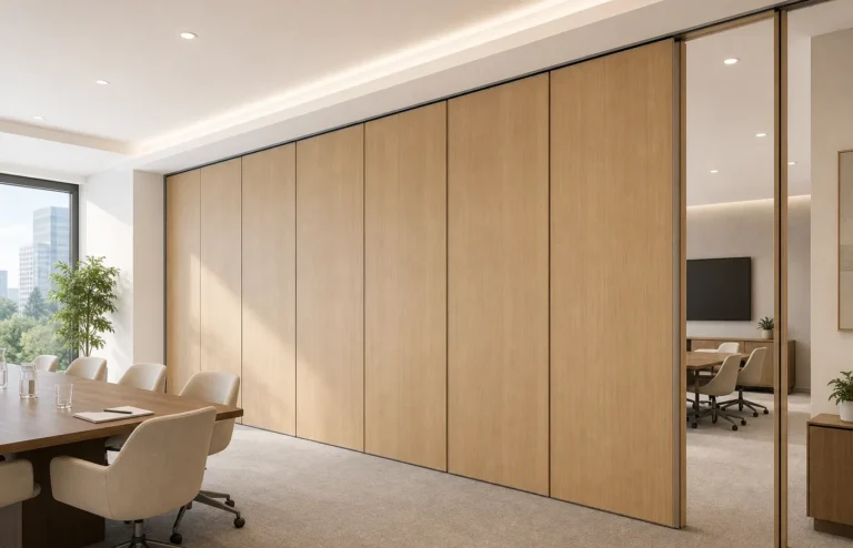 Movable partition wall for office meeting rooms