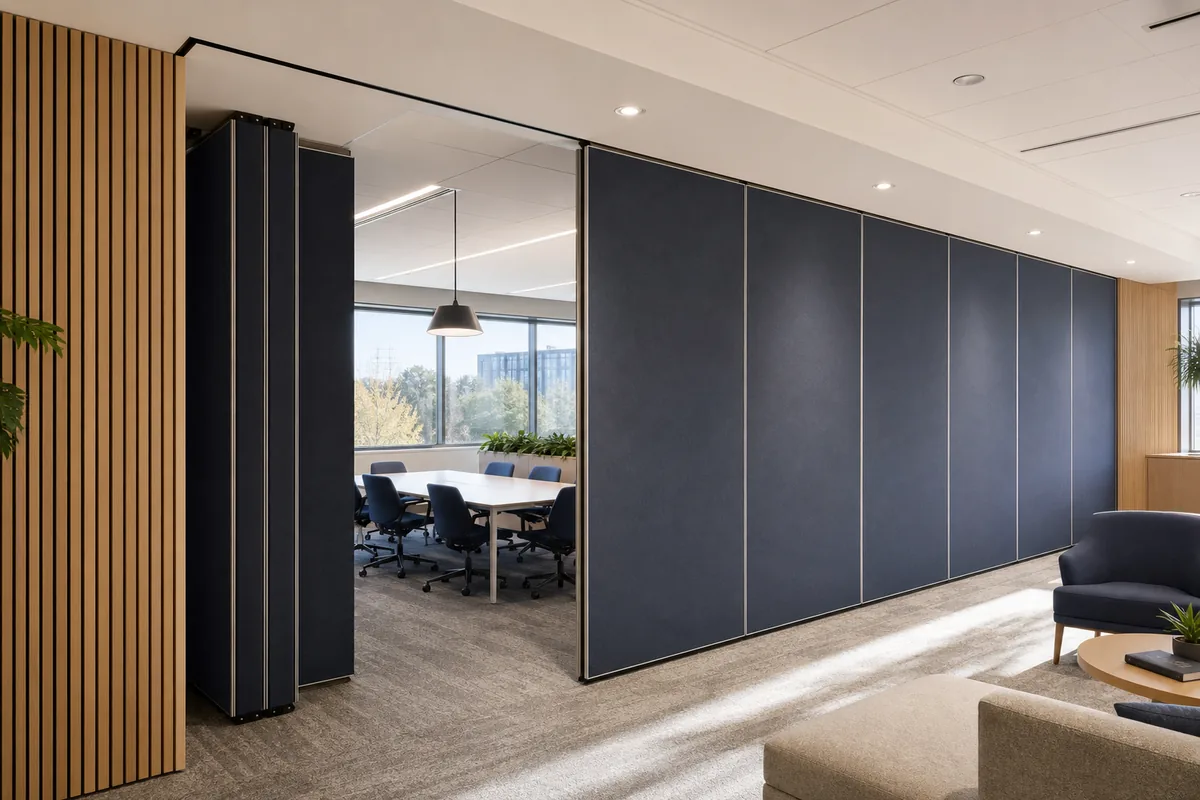Office movable partition wall for privacy and collaboration