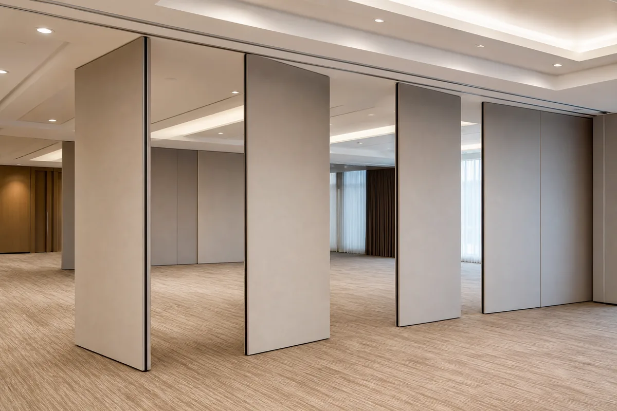 Overhead track system for operable wall panels