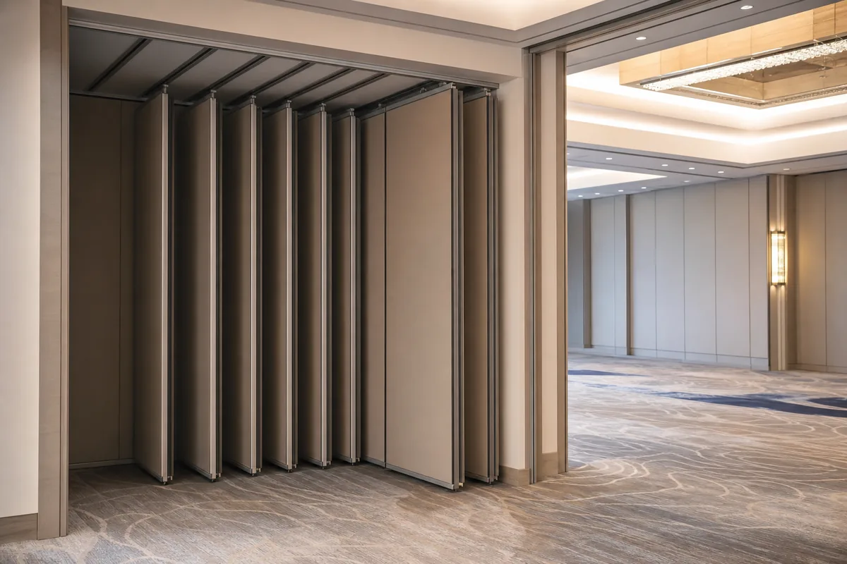 Operable wall panel parking and stacking position