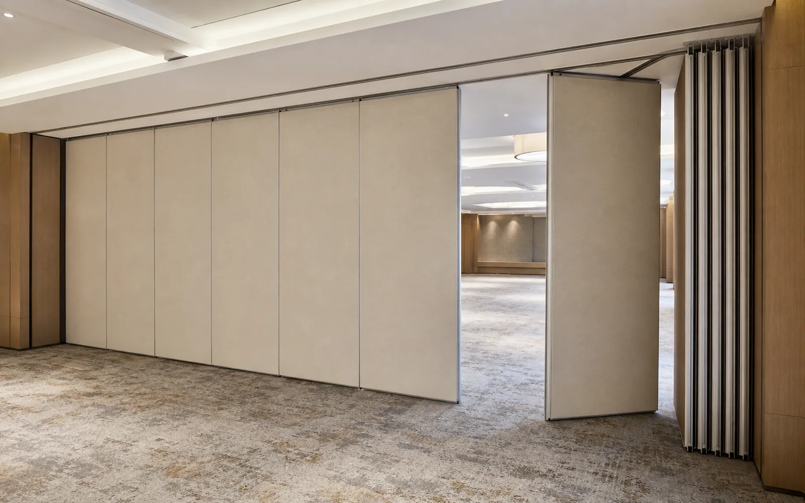 Operable wall system with overhead track and movable panels