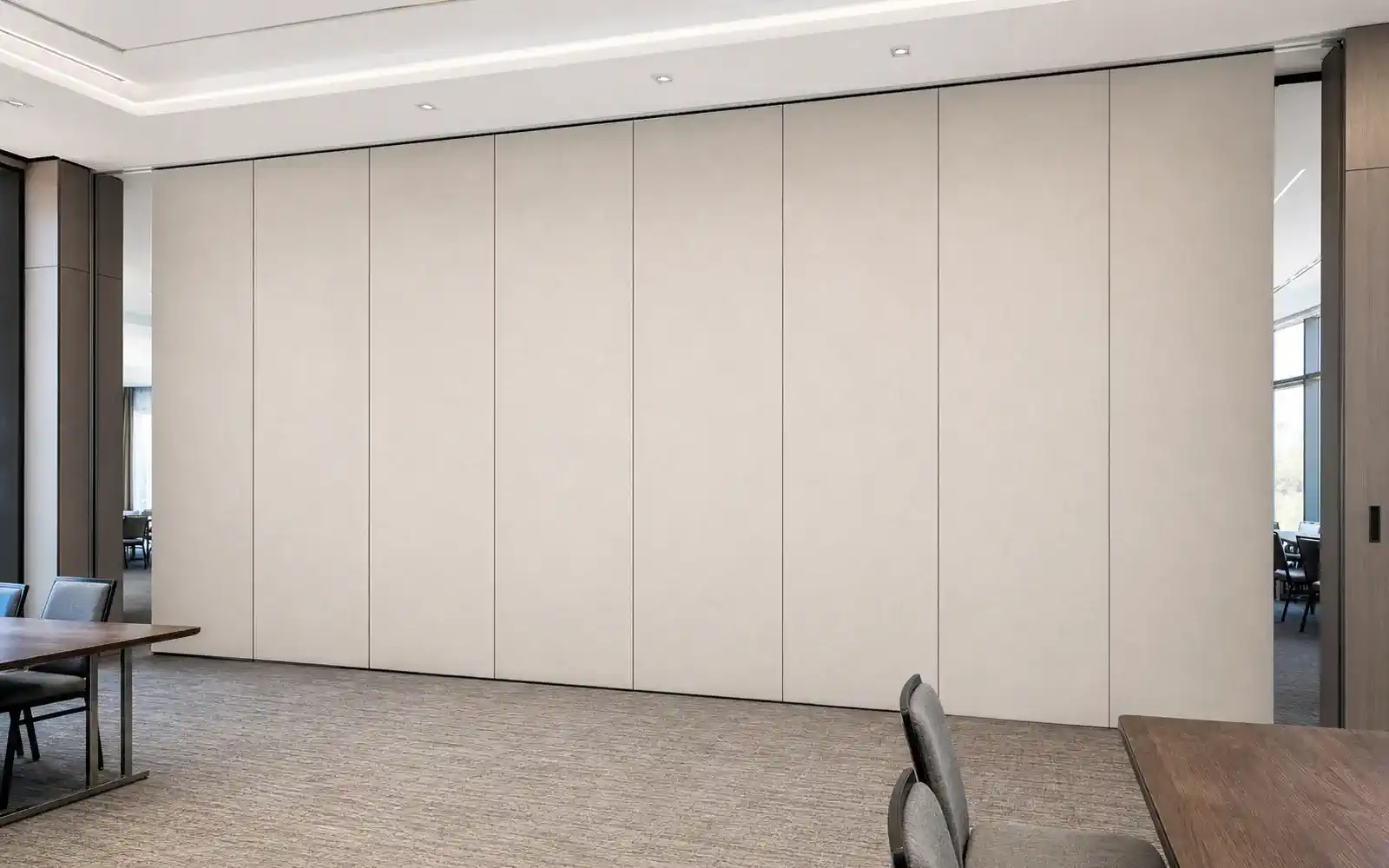 Acoustic movable partition wall for meeting and event spaces