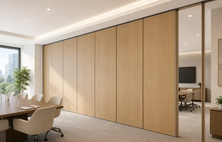 Movable partition wall for office meeting rooms