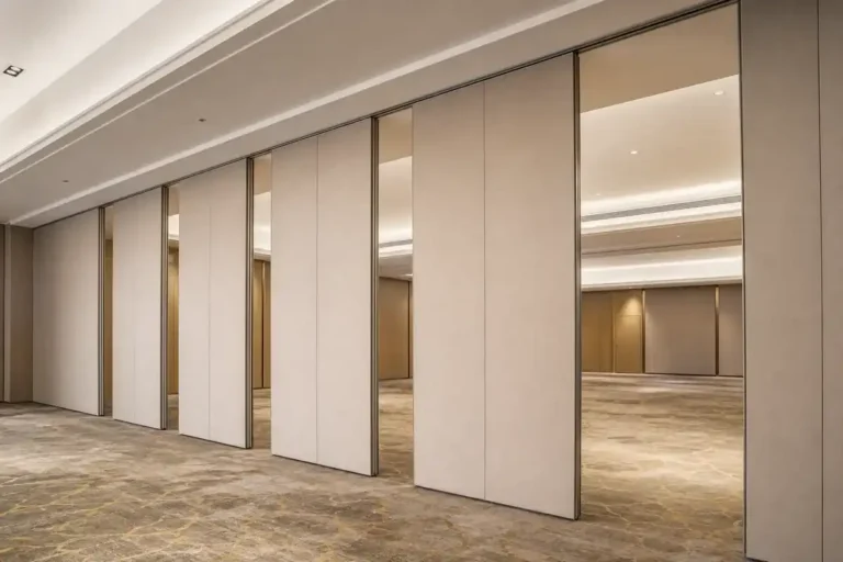 Top-hung track system for movable partition wall without floor track